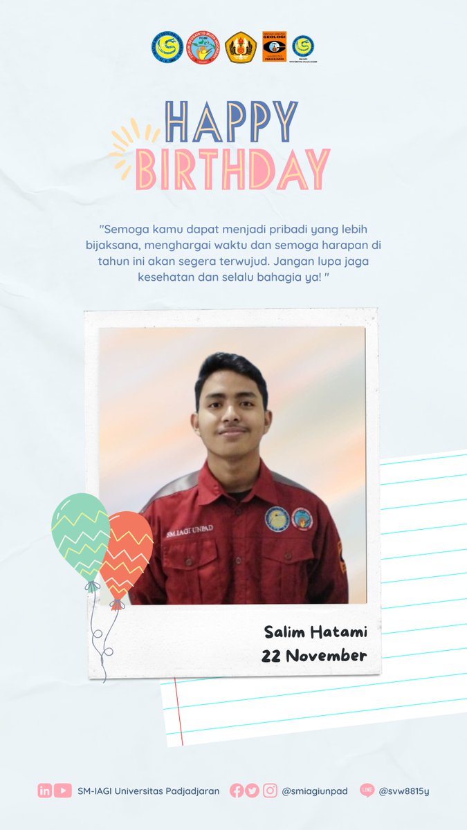[ SELAMAT ULANG TAHUN ]

Semoga kamu dapat menjadi pribadi yang lebih baik lagi di tahun ini 😊

Publication &amp; Multimedia
SM-IAGI Universitas Padjadjaran

#untukIndonesia
#untukmasadepan
#untukamu