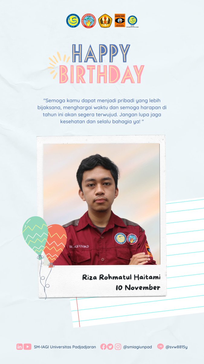 [ SELAMAT ULANG TAHUN ]

Semoga kamu dapat menjadi pribadi yang lebih baik lagi di tahun ini 😊

Publication &amp; Multimedia
SM-IAGI Universitas Padjadjaran

#untukIndonesia
#untukmasadepan
#untukamu
