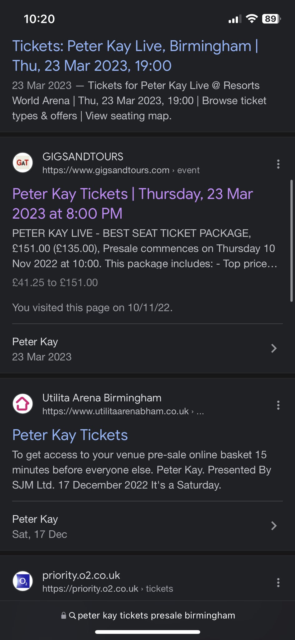 gigs and tours peter kay 02 presale