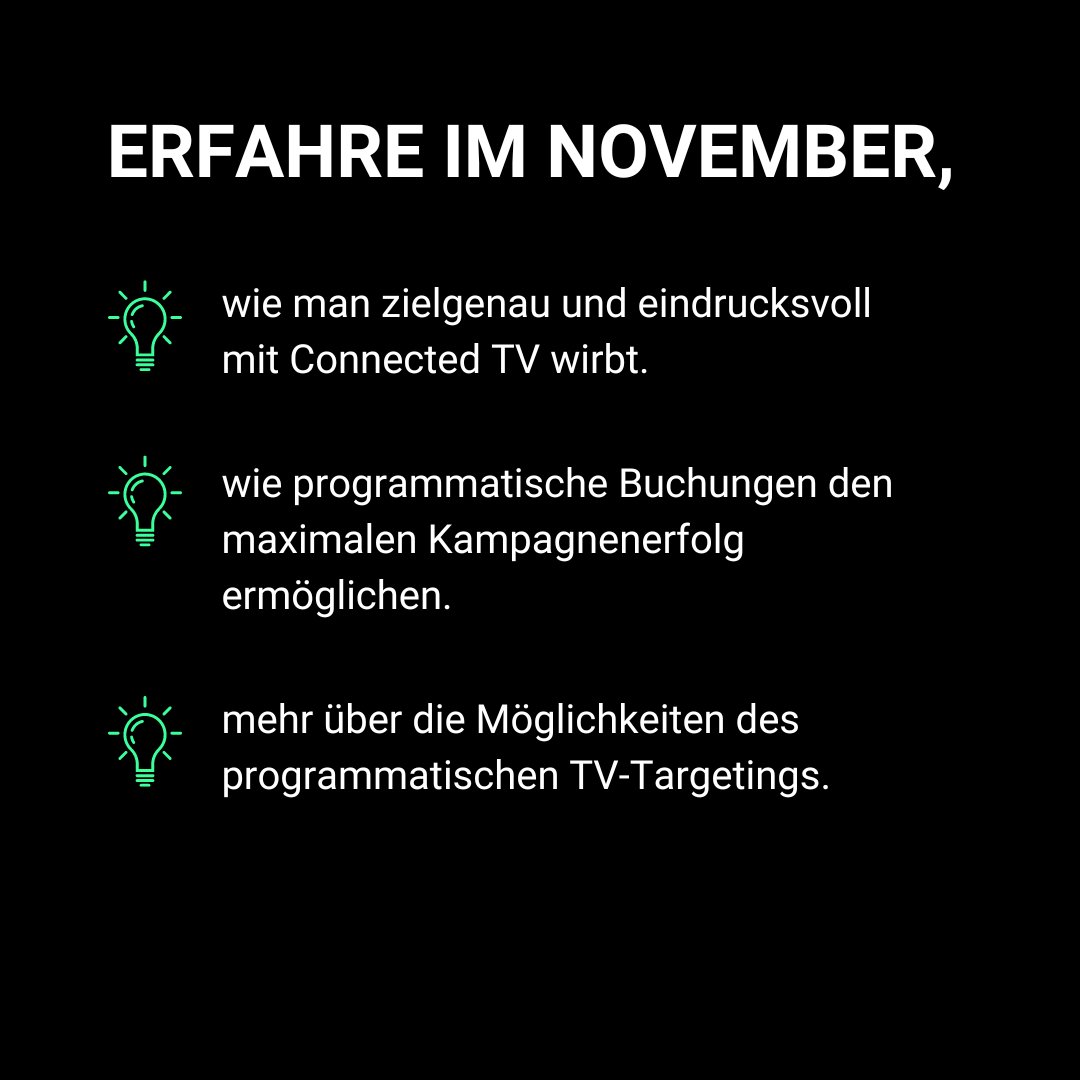 performanceone_'s tweet image. Pünktlich zum November-Start widmen wir uns dem Thema Connected TV und blicken auf die Möglichkeiten des programmatischen TV-Targetings

Interesse geweckt? Mehr dazu in unseren Produkt- &amp;amp; Innovationsnews. 💡