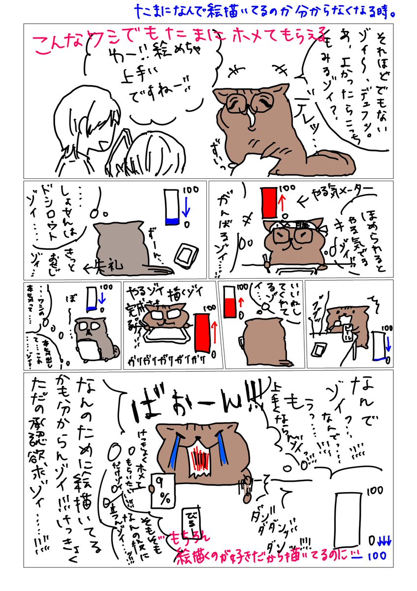 たまに思う。なんで描いてるんだっけ、、って、、。
#漫画 #イラスト #承認欲求 #落書き 