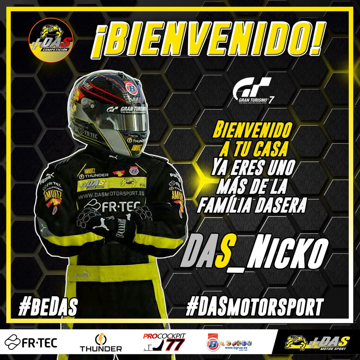🚨𝙋𝙧𝙚𝙨𝙚𝙣𝙩𝙖𝙘𝙞𝙤́𝙣🚨

❗️A pesar de hacer la presentación ahora, nuestro astro argentino ya tiene con DAS dos victorias 🥇🥇 y una P2 🥈

🗿Nicko se incorpora a las filas negro y amarillas dispuesto a hacer historia.

🤔¿Cuántos capítulos escribirá? 

#beDAS