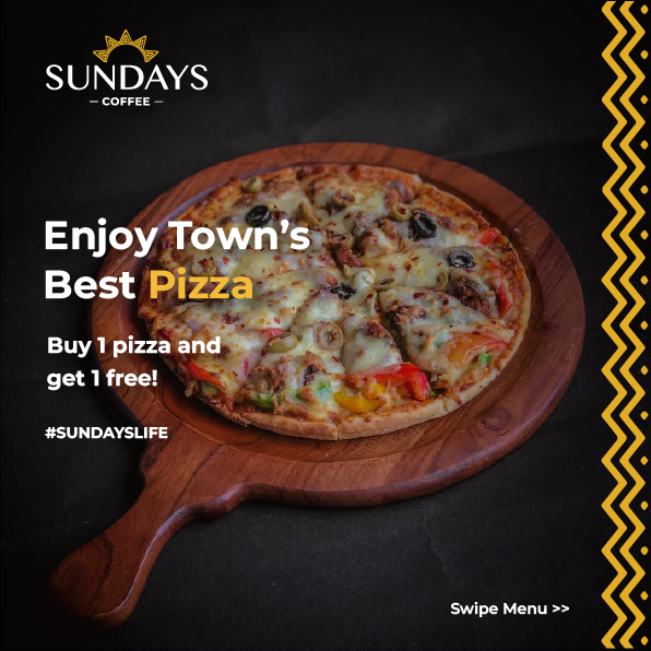 sundays_rw's tweet photo. You'll love the taste!
Buy 1 get 1 free on both Pizza and Burgers, from 8th to 11th November.
Call: +250 791 676 630 https://t.co/qeZkWIeMEH