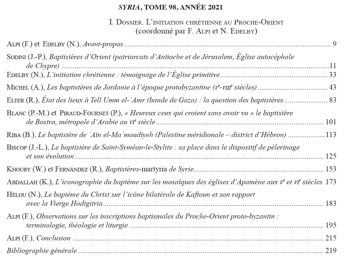 RevueSyria's tweet photo. with articles by J.-P. Sodini @aibl, N. Edelby #CERPOC, A. Michel @Ausonius_umr, R. Elter @EBAFJerusalem, P.-M. Blanc &amp; P. Piraud-Fournet #Arscan, B. Riba, J.-L. Biscop, W. Khoury #DGAMS,  K. Abdallah  @AOROC1, N. Helou #UniversiteLibanaise, F. Alpi @ifporient https://t.co/lpCZyi8ZYu