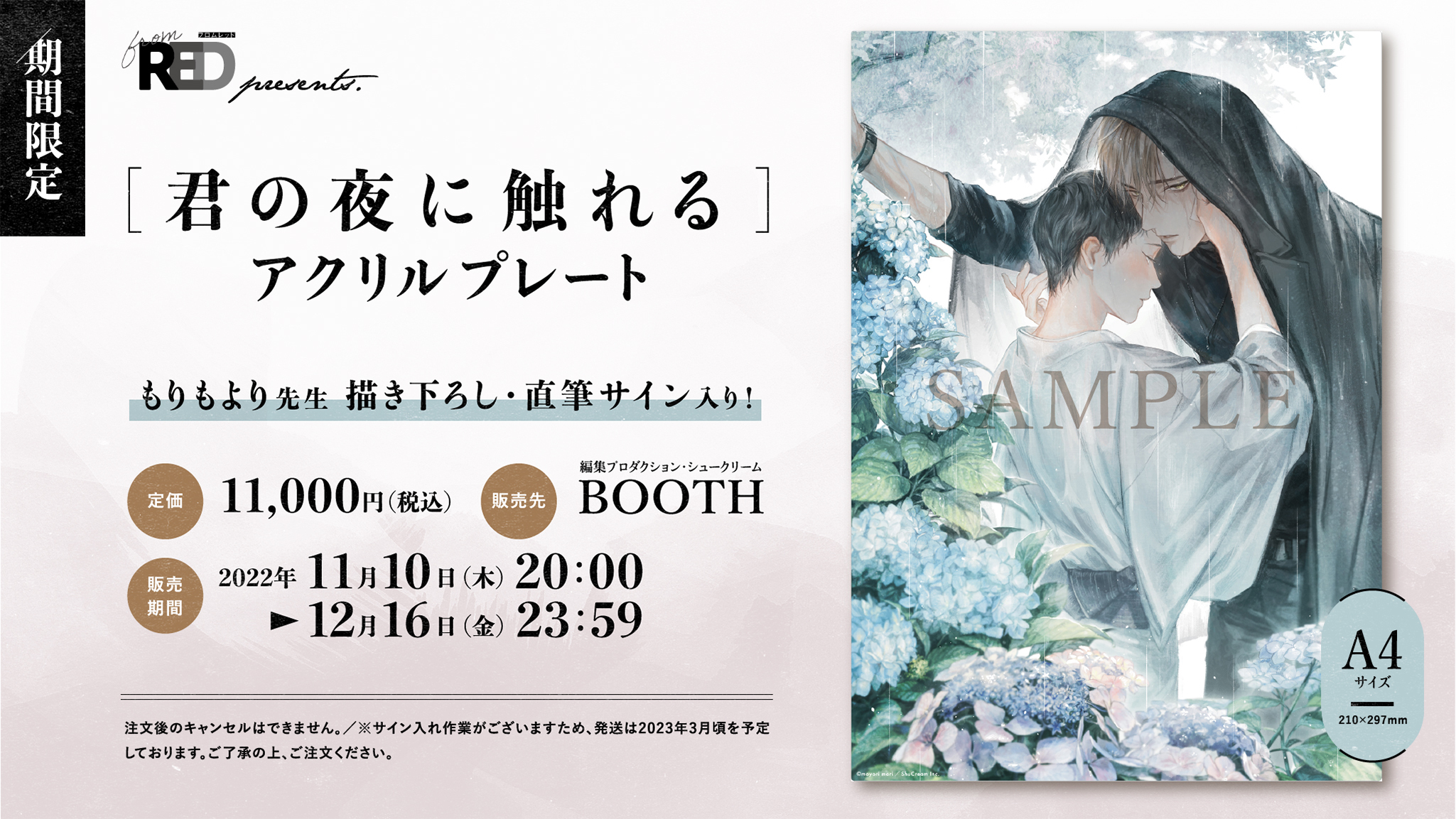 もりもより 君の夜に触れる 直筆サイン入りアクリルプレート