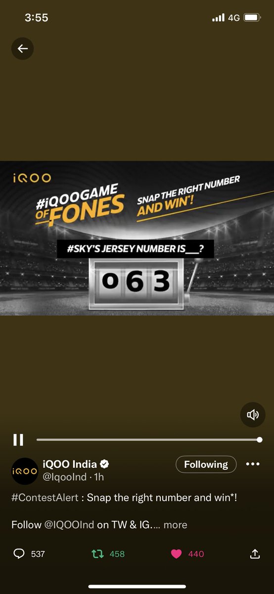 @IqooInd Here’s a perfect screenshot of #SKY’S  jersey number is “63” 
#iQOOGameOfFones #iQOO 
#iQOOZ6Lite5G  
#INDvsENG #iQOOMegaGiveaway   
#T20WorldCup #SemiFinalT20WC   
#1stInningsRuns  
@IqooInd  

Tag 
@mysterioussu  
@prashpatel_  
@Vishalkr_5  
@manjeet_madam  
@TheDataAnalyser