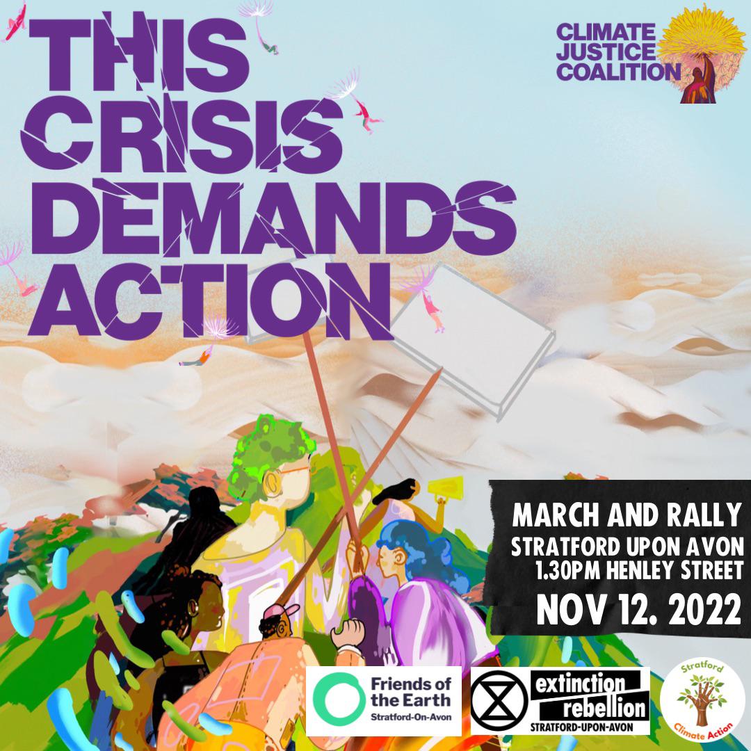 XRStratford's tweet photo. This Saturday, thousands of people across the country will be on the streets to demand Climate Justice in solidarity with the Global Day of Action called by Egyptian groups at COP27. 

Join our march at Henley Street, Stratford, 1:30pm 💚 

#ClimateJustice #GlobalDayOfAction https://t.co/x5yH1kRcXR