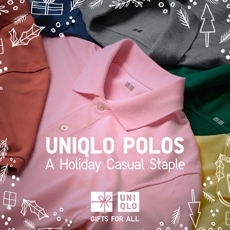 UNIQLOPH's tweet photo. #CelebrateTogether with UNIQLO POLOS. This Holiday casual staple is perfect as a gift and also as a go-to piece to put together any Holiday outfit! #UniqloPH.