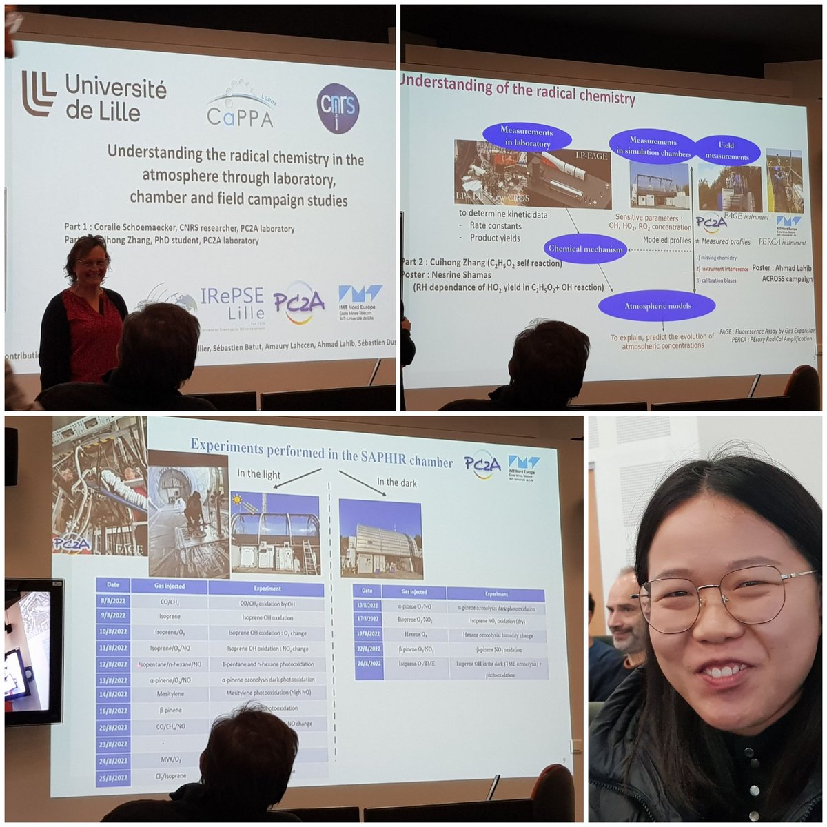 Back from the ☕ break @labexcappa | Dr. @CoSchoemaecker and Cuihong Zhang #PhD student @PC2A_umr8522 @RechercheUlille sum up how radical chemistry can be studied through field, chamber & lab studies, in coll. with @IMT_NordEurope @AhmadLahib2's postdoc work cc @EUROCHAMP2020