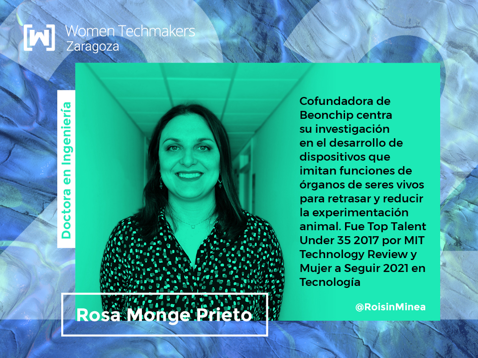 WTM Zaragoza (@wtmzaragoza) on Twitter photo 👩💻 Conozcamos a nuestras ponentes
Rosa Monge Prieto <a href="/RoisinMinea/">Rosa Monge</a>, ingeniera e investigadora desarrollando dispositivos que imitan funciones de órganos de seres vivos.
🎟️ A las 13:00 "¿Qué hace una ingeniera como tú en una empresa (biotecnológica) como esa?"
#wtmz22 👩💻 Conozcamos a nuestras ponentes
Rosa Monge Prieto <a href="/RoisinMinea/">Rosa Monge</a>, ingeniera e investigadora desarrollando dispositivos que imitan funciones de órganos de seres vivos.
🎟️ A las 13:00 "¿Qué hace una ingeniera como tú en una empresa (biotecnológica) como esa?"
#wtmz22