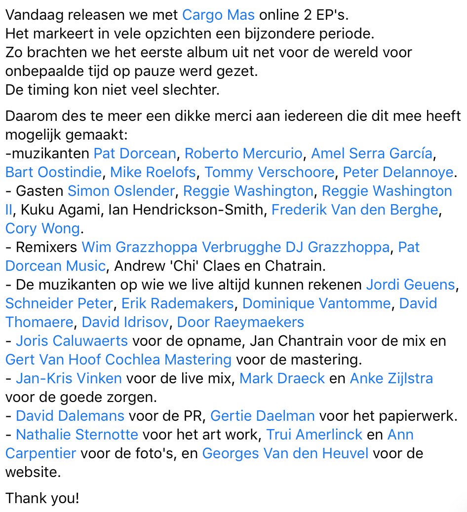 Vandaag releasen we met <a href="/cargomasmusic/">Cargo Mas</a> online 2 EP’s. Dank U aan iedereen die het mogelijk maakte. 🙏🏽 #albumrelease