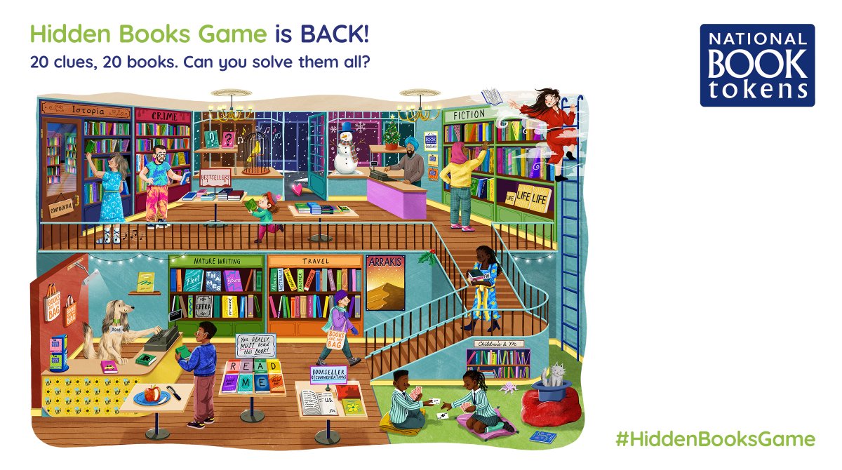 Booklovers, your favourite game is back! 📚🎉

Guess all 20 books in the #HiddenBooksGame and you could win a £500/€500 National Book Token to spend in your local bookshop (the best gift ever, in our opinion).

Play now: caboodle.nationalbooktokens.com/hiddenbooks?ut…