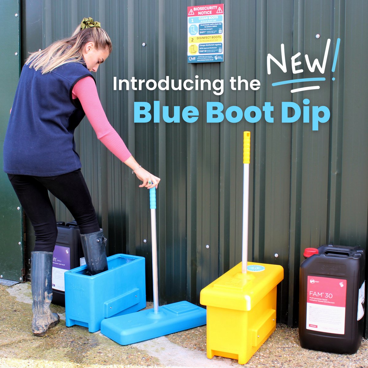 QuillProd's tweet image. NEW Blue Quill Boot Dip

Developed following  DEFRA guidance that boots should be clean before they are dipped:
- 3 sturdy brushes for thorough cleaning
- 20L capacity
- FREE Biosecurity Sign
#biosecurity #avianflu #avianinfuenza #footdip #poultry #bootdip #disinfecting #cleaning
