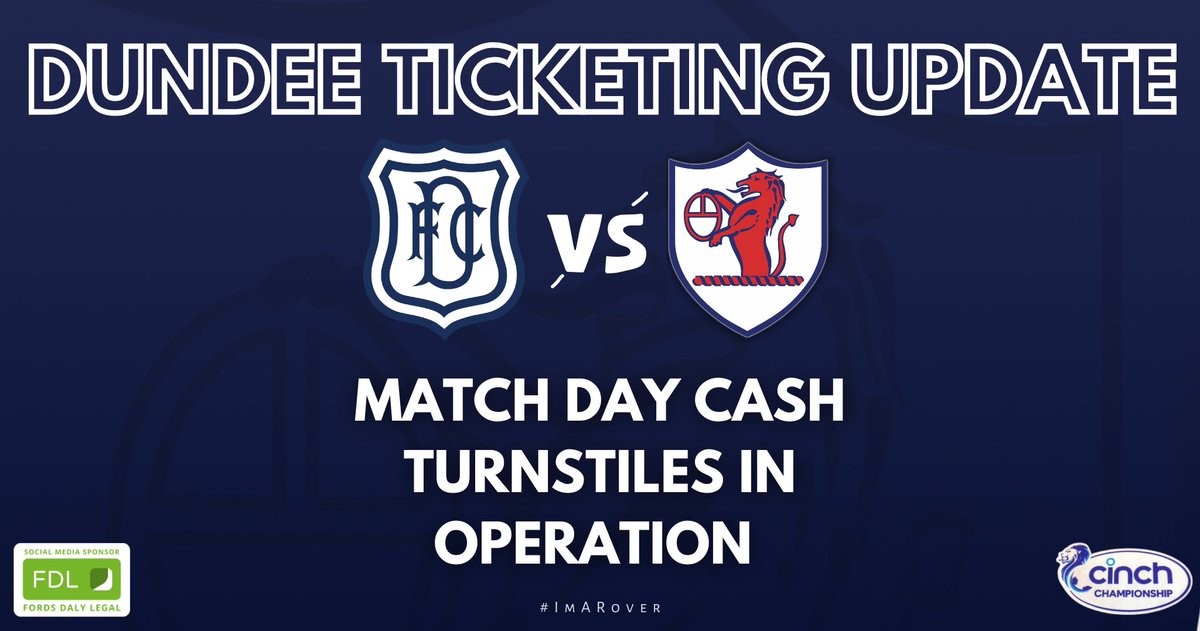 🚨 After discussion this morning, we can gladly confirm that Dundee will now operate cash turnstiles on Saturday‼️ See you there, Rovers fans 💙 #ImARover