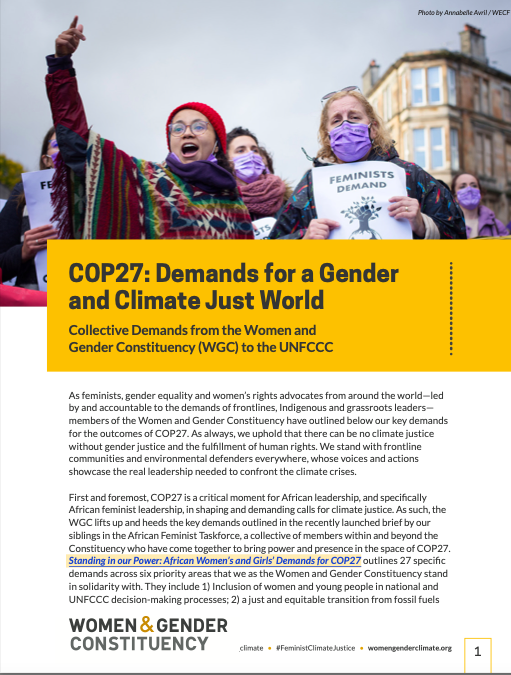 HKGunnarsson's tweet photo. Why does #GenderEquality matter at the climate negotiations? Read this brilliant policy brief to get a better understanding: https://t.co/L67IIpTsT1
#COP27 #FeministClimateJustice #JustStopOil #ClimateCrisis https://t.co/bOO0LYboGA