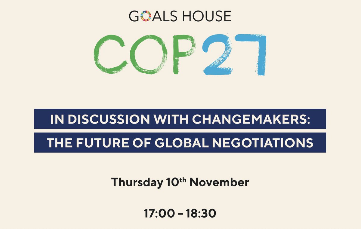 I look forward to participating today (5-6:30 pm) in the roundtable discussion with the Centre for Multilateral Negotiations (Cemune) at Goals House, Four Seasons, #SharmElSheikh to explore the role that non-state actors can play in the fight against #climatechange. #GoalsHouse