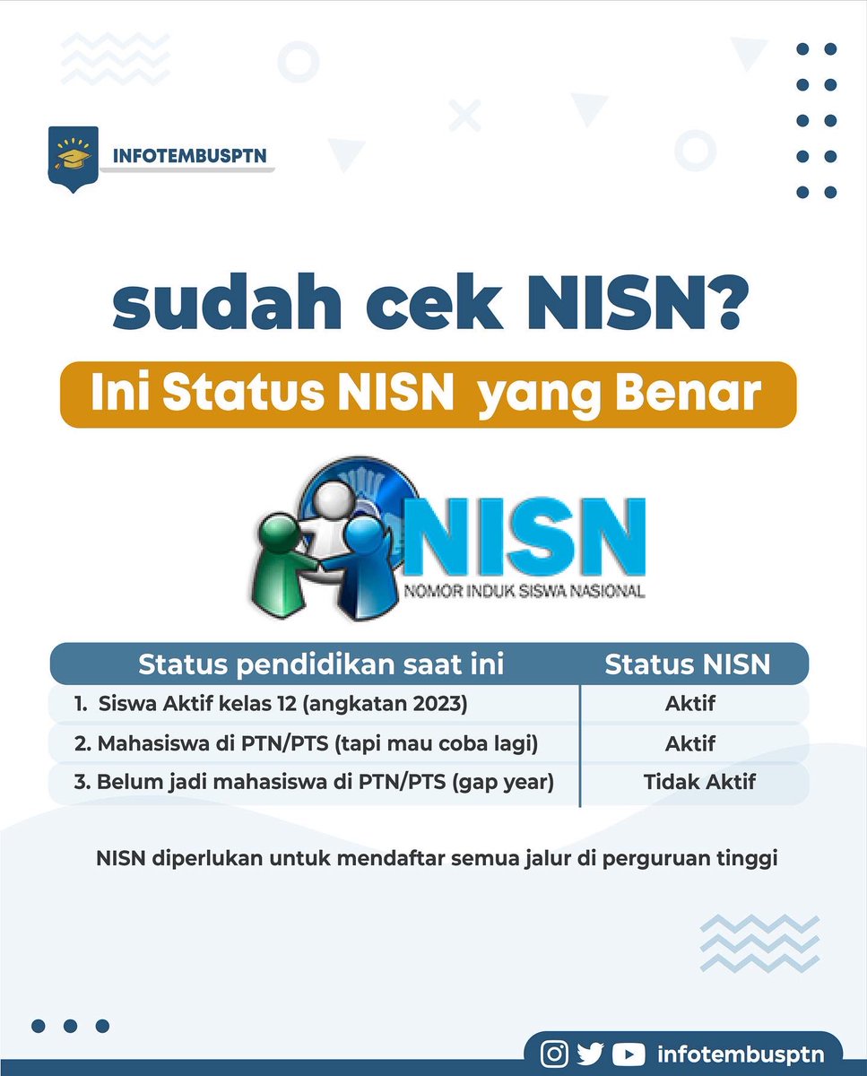 infotembusptn's tweet image. Sudah cek NISN? Ini dia status NISN yang benar

Jangan lupa RT/save ya ✨
Penjelasannya ada di bawah