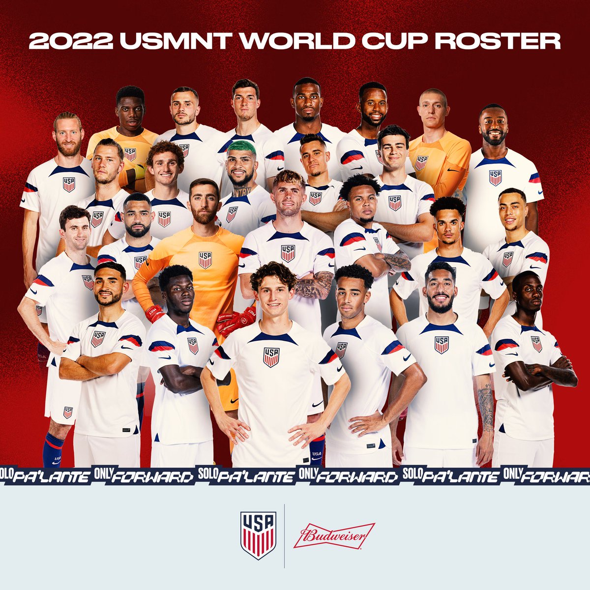 Phada_22's tweet image. USA 🇺🇸2️⃣6️⃣ Man squad for the #2022WC