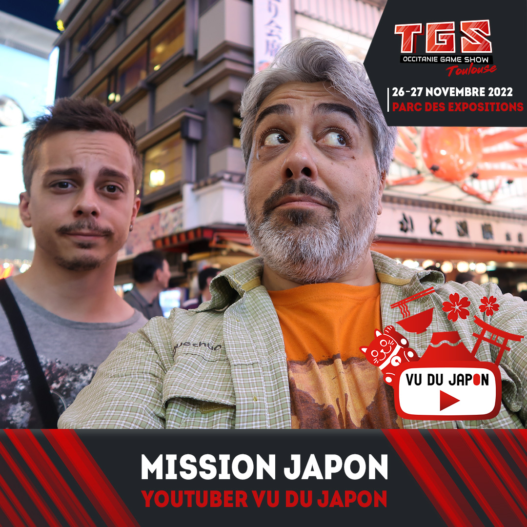 <a href="/MissionJapon/">Mission Japon 🏮</a>, c'est la chaîne YouTube d'un duo père/fils à l'humour facile et au voyage nippon. Vous pouvez y retrouver un voyage avec beaucoup de Japon et un peu de Corée du sud, suivi d'une nouvelle mission, le Tour de France du Japon.

#TGS #Toulouse #MissionJapon #youtuber