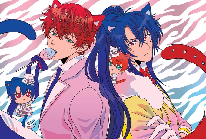 ミスオズ本につける予定のポスカ絵ピンクと水色のグラデ部分がギラギラになっている…予定…('▽`)(予定) 