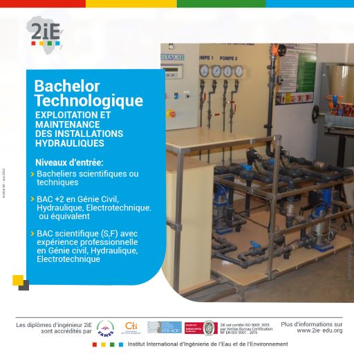 Institut_2iE's tweet photo. #Institut2iE #RentréeFévrier2023
Optez pour 1 an de formation en Bachelor Technologique Exploitation & Maintenance des Installations Hydrauliques #EMIH
Niveau d'entrée: Bac+2, DUT, BTS
Inscriptions en ligne https://t.co/gTAYsR91Sl
Tel / WhatsApp : (+226) 78758102 www.2ie-edu. org https://t.co/lrtC6n3l3t