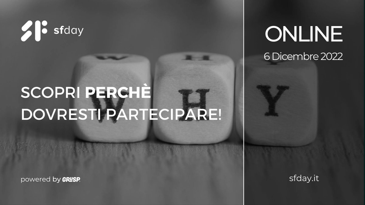 Devi giustificare il motivo per cui dovresti partecipare a sfday?

Ecco una risorsa che potrebbe esserti utile: buff.ly/3cRuioh

Prendi il tuo biglietto gratuito 🎫 buff.ly/3L3ki84 

Ti aspettiamo 📍 Online il 📅 06.12.22 

<a href="/grusp/">GrUSP</a> #sfday #symfony #php