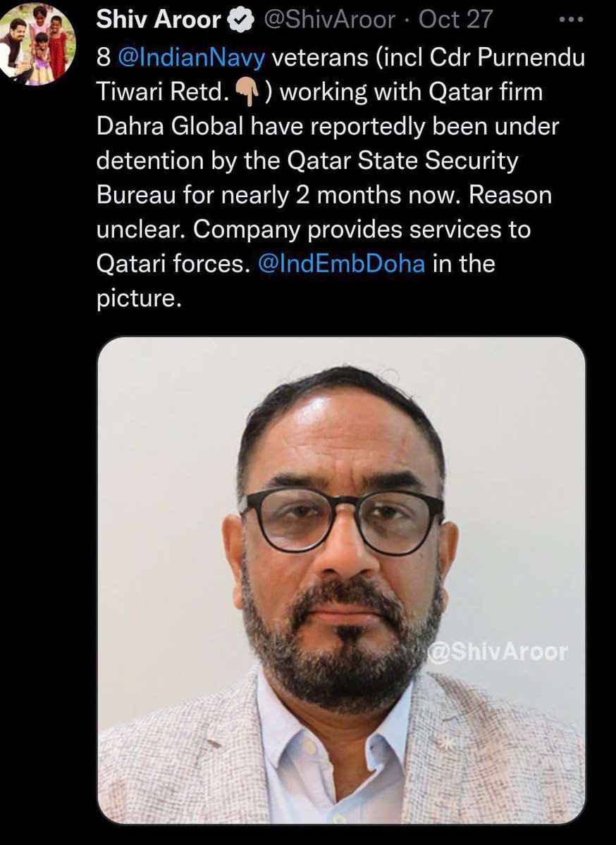 Rashid2111211's tweet photo. #قطر  ألقت القبض على 8 مسؤولين سابقين في البحرية الهندية ويعملون في الجيش القطري بتهمة التجسس لصالح إسرائيل.

بكرة بيفرجون عنهم بدون محاكمه السيادة فقط على المواطن القطري اللي يطالب بحقوقه  تلفق له التهم الكاذبه ليسجن مؤبد.

ولن ترى المطبلين يقولون يجب القانون يتخذ 😂 https://t.co/xwsWlDomPy