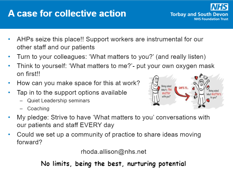 Carrie Biddle (@carrie_biddle) on Twitter photo ⚡️Lightning Talk ⚡️presented by <a href="/rhodaallison10/">Rhoda Allison</a> on Developing personalised care <a href="/TorbaySDevonNHS/">Torbay and South Devon NHS Foundation Trust</a> & asking the questions to staff as well as patients. It starts with 'What matters to you' #WMTY
🌟Our staff are our greatest asset in the NHS.
#swahpmassive #AHPSupportWorkers ⚡️Lightning Talk ⚡️presented by <a href="/rhodaallison10/">Rhoda Allison</a> on Developing personalised care <a href="/TorbaySDevonNHS/">Torbay and South Devon NHS Foundation Trust</a> & asking the questions to staff as well as patients. It starts with 'What matters to you' #WMTY
🌟Our staff are our greatest asset in the NHS.
#swahpmassive #AHPSupportWorkers