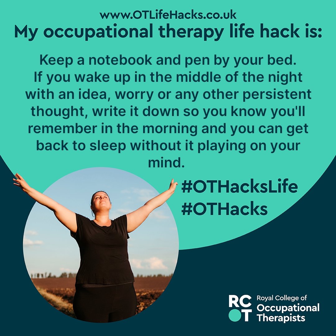 Today's OT Life Hack for #OTWeek22 is thanks to my habit of needing to solve the world's problems at 3am! 🧠 🗒 🖋.
For more #OTHacks visit OTLifeHacks.co.uk #OTHacksHome