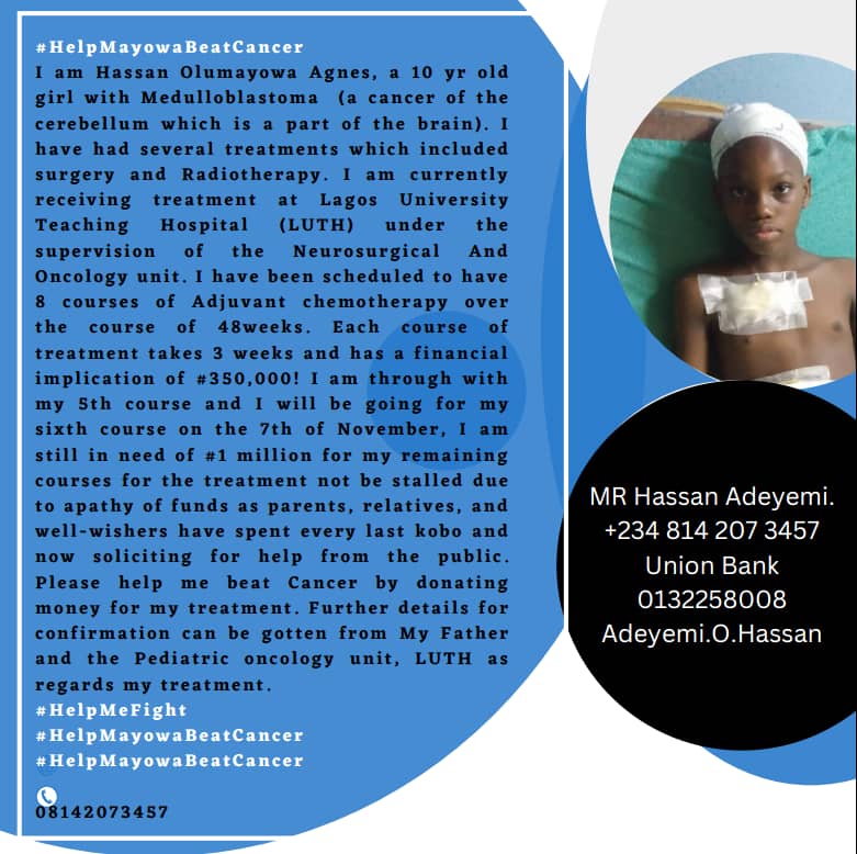 Hassan73705145's tweet photo. Good morning families. Please the race is still on, help Oluwamayowa beat Cancer https://t.co/I7bx2EbwNX