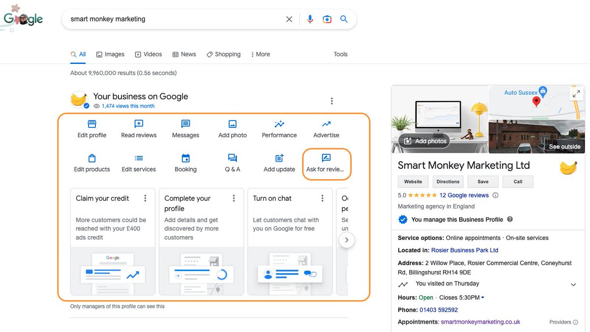 smartmonkeyUK's tweet photo. Google has rolled out updating in SERPs for all Google Business Profile (previously Google My Business) local listings. General consensus from the team is it is proving a bit frustrating to manage multiple GMB accounts - what do other SEOs think? https://t.co/jshmGokcJo