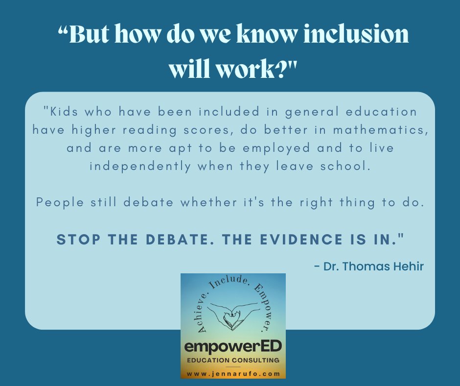 Day 10 of #NoExcusesNovember- “How do we know #inclusion will work?”40 years of research, that's how! Former #Harvard <a href="/hgse/">Harvard Graduate School of Education (HGSE)</a> professor &amp; @ED_Sped_Rehab Director says stop the debate. The evidence is in!
 
<a href="/think_inclusive/">Maryland Coalition for Inclusive Education</a> <a href="/CAST_UDL/">CAST</a> @inclusionchick