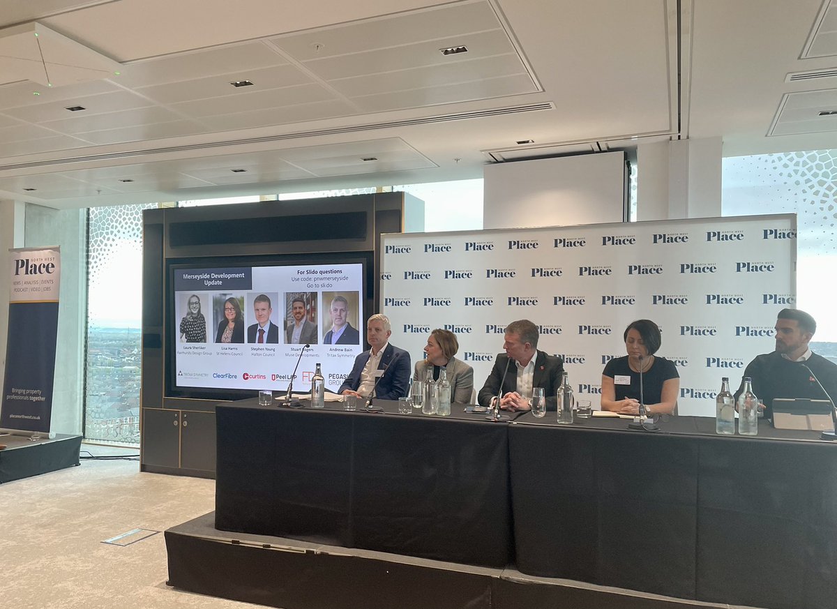 The second panel covers the wider Liverpool City Region with Lisa Harris <a href="/sthelenscouncil/">St Helens Borough Council</a> Laura Sherliker <a href="/FDGArchitects/">FDG Architects</a> Stephen Young <a href="/HaltonBC/">Halton Council</a> Andrew Bain <a href="/tritaxsymmetry/">Tritax Symmetry</a> and Stuart Rogers @Muse_Devs #PlaceNWLive