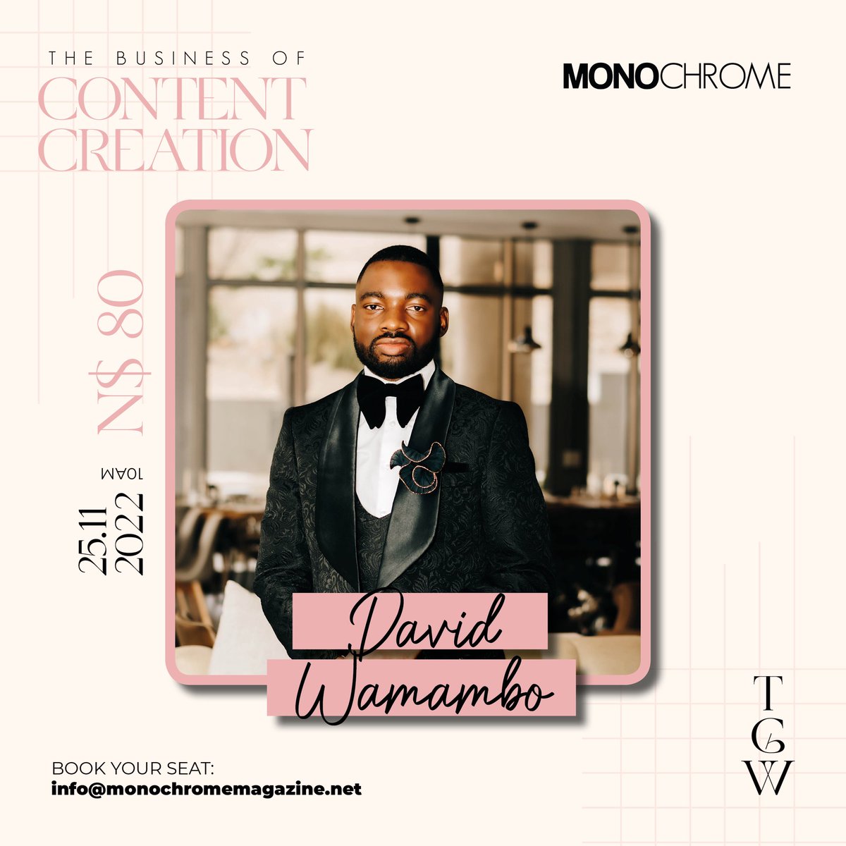 monochromemag's tweet photo. Thought we were done? Not a chance. Weโve got the all-around amazing David Wamambo. @davidwamambo will be sharing the tips and tricks on building your brand and creating authentic content that can get you paid regardless of your skill set or background. ๐คฉ#TheGreatWeekend https://t.co/NiIFwb8a6T