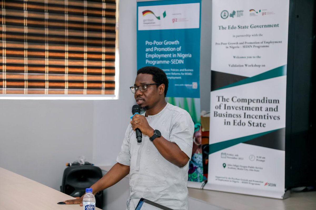 SEDIN_Nigeria's tweet photo. Last Friday, #SEDIN &amp; the Edo State Investment Promotion Office held a validation session on the #Compendium of Investment and Business Incentives in #Edo State. 

The compilation is expected to drive transparency &amp; boost investor confidence for #competitiveness &amp; decent #jobs. https://t.co/6JuytzKgPg
