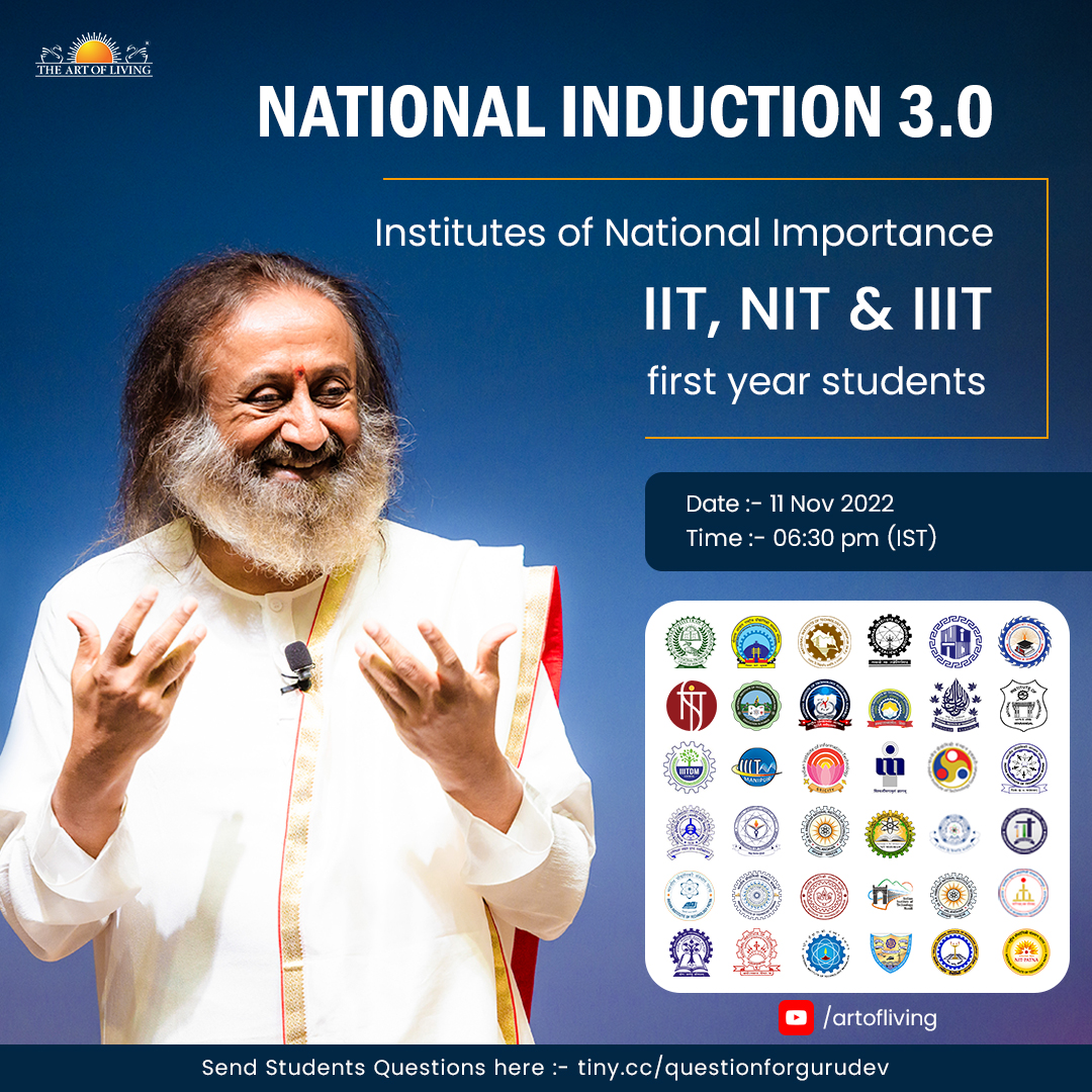 ArtofLiving's tweet photo. AS A STUDENT
Do you have questions about life, relationships, loneliness, money, success and much more ?

Get your answer on 11 Nov!

Gurudev @SriSri Ravi Shankar will speak to first year students from IITs, NITs and IIITs.

Don't miss this opportunity! 

https://t.co/yG0SKgQEFI https://t.co/jOwpHnz8wF