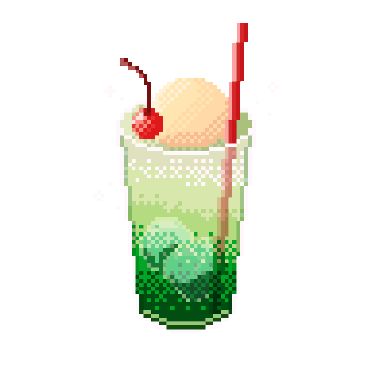 メロンソーダフロート描いた！ #ドット絵 #Pixelart