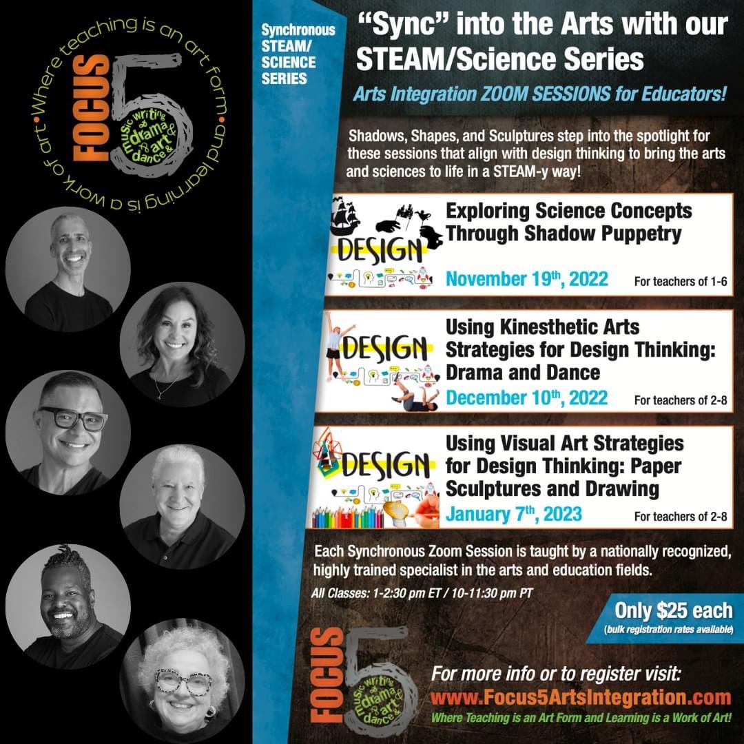 Our winter Saturday Synchronous Series is about to  begin. The focus of these three sessions will be on STEAM/Science. Register now! artsintegrationconsulting.com/online-synch-s…
 #artsintegration #STEAM