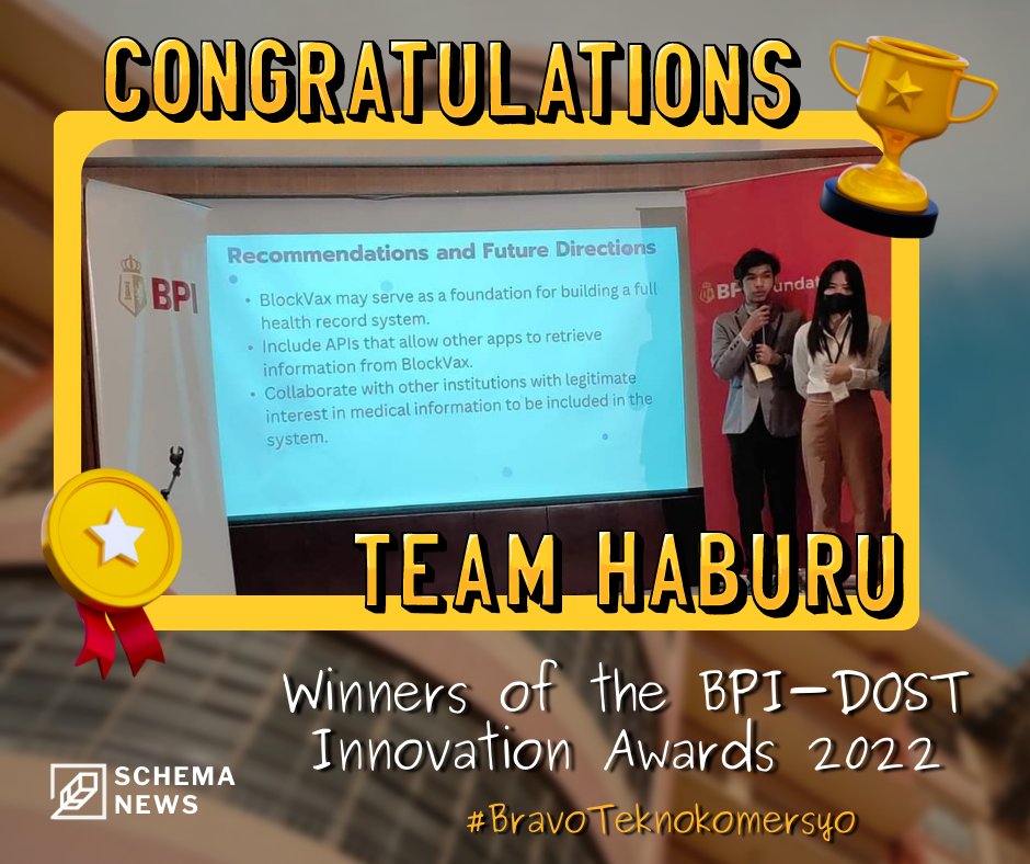 schemaslu's tweet photo. : SCHEMA News
Lousian IT Team grabs a spot in the BPI-DOST Innovation Awards
READ MORE: https://t.co/kJJhfUIgZq
Article by Villamor Dumlao
Layout by Angelica Soriano
Photos from Charles Obispo and Sean Santos
#BPIDOSTInnovationAwards2022
#BravoTeknokomersyo
#schemaNEWS https://t.co/OADykMmR4A