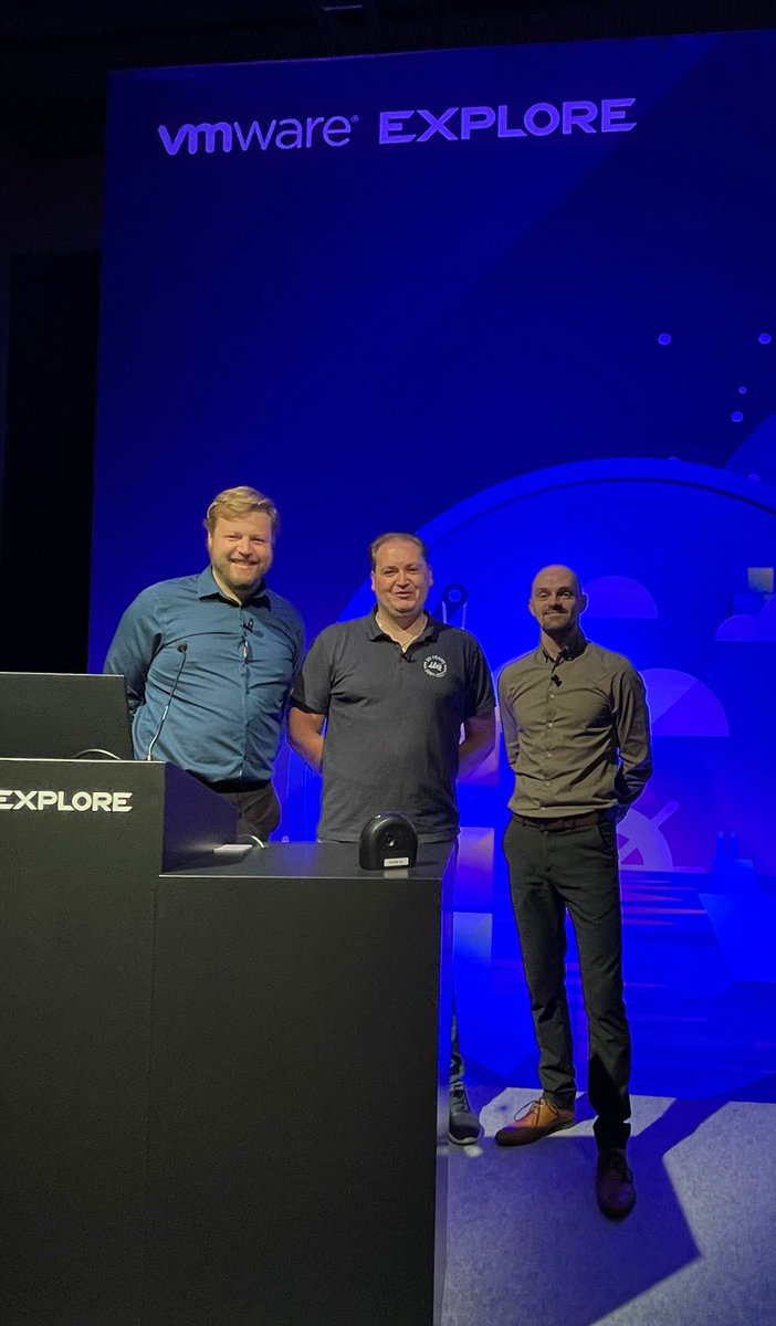 rvandantzig's tweet photo. I’m a @VMwareExplore speaker now! It was amazing to do a session with @UMCUtrecht #VMwareExplore about our @vmwarevcf transition project. Must say that my colleagues of the #OrangeArmy @ITQ are key for my development on and off stage. Thanks all #ITQlife | #ExplOrange https://t.co/uQdH7p9ost