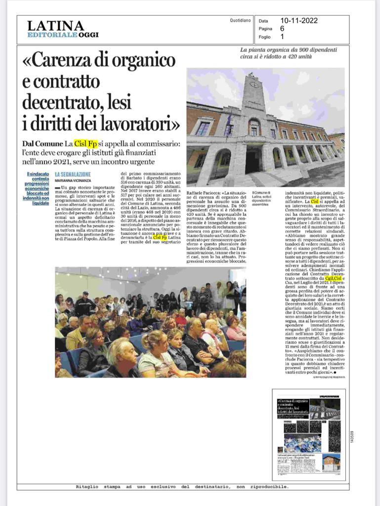 Raffaelecisl's tweet photo. Latina seconda città del Lazio i cui dipendenti meritano applicazione Contratto Decentrato firmato a luglio 2021 da @CislFpLatina CGIL CSA #progressioni #indennità #formazione #reclutamento Urgente #trattativa per rilancio del personale entro il 2022.
@cislfp https://t.co/T5f2UgGk13