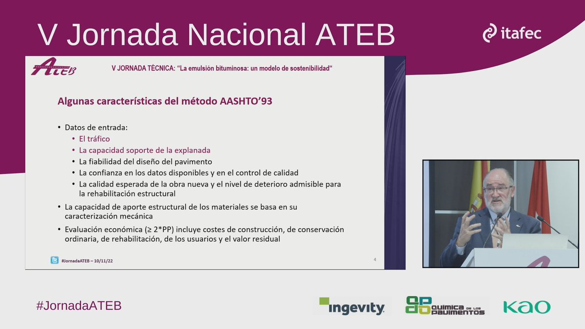BardasaGen's tweet photo. Quién me iba a decir a mí que casi en 2023 iba a estar escuchando a @AlbertoBardesi explicar el AASHTO '93, y nada menos que aplicado al dimensionamiento de firmes con técnicas con emulsión... y es que los métodos analíticos "resbalan" en este asunto.

#JornadaATEB https://t.co/sOaNIvybac