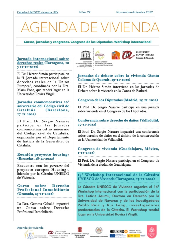 Ya tenemos la #agenda de la Cátedra con todas las actividades previstas para noviembre y diciembre
¡Reserva la fecha para el 14º Workshop Internacional el 15 de diciembre!
#vivienda #research #housing