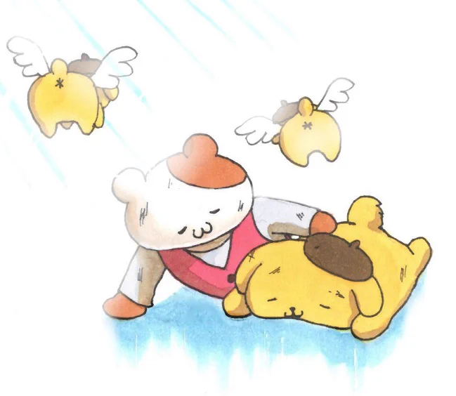 フランダースのポムフランダースの犬の最後のシーンをプリンちゃんとマフィンちゃんで再現#イラスト #ポムポムプリン #フランダースの犬 