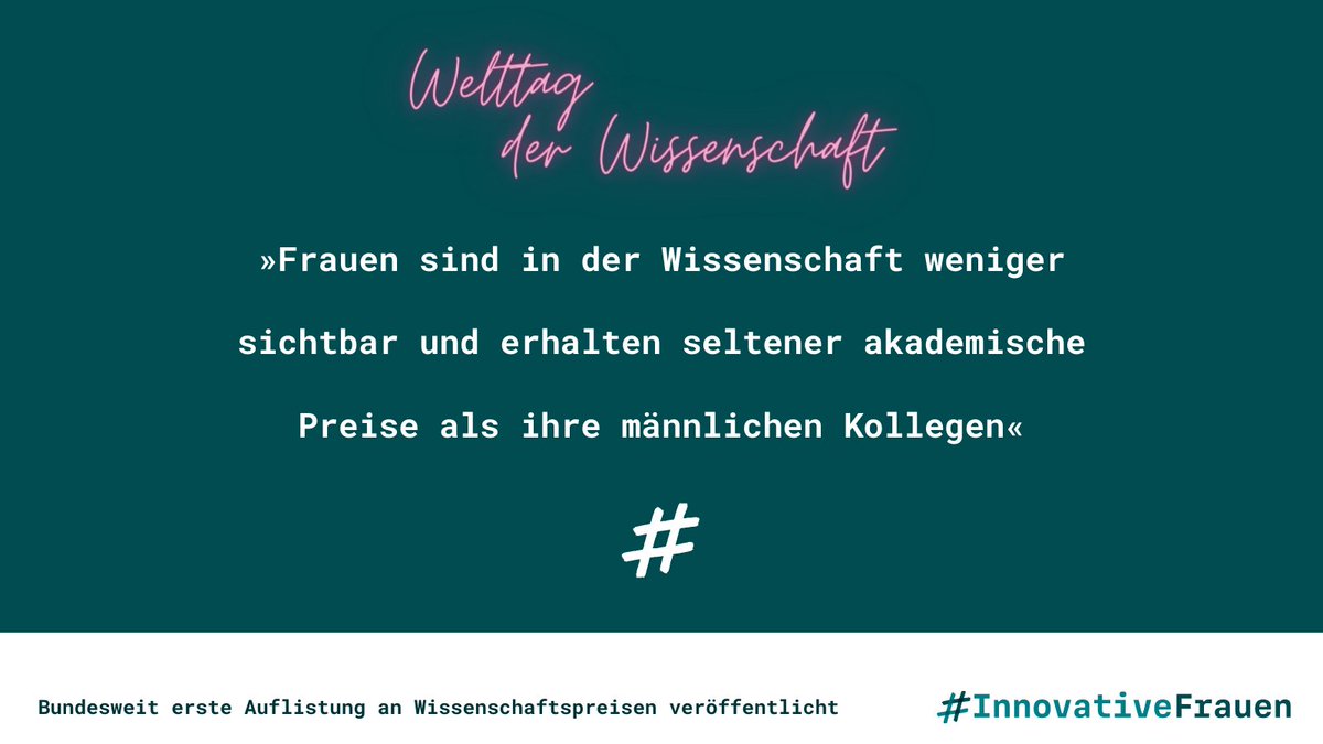 Zum #WelttagDerWissenschaft möchten wir Frauen darin unterstützen, mit ihren innovativen #Ideen gleichberechtigt sichtbar zu werden und haben bundesweit die erste Auflistung an #Wissenschaftspreisen veröffentlicht🚀
Welche Frau hat einen Preis verdient?
➡️innovative-frauen.de/wissenschaftsp…
