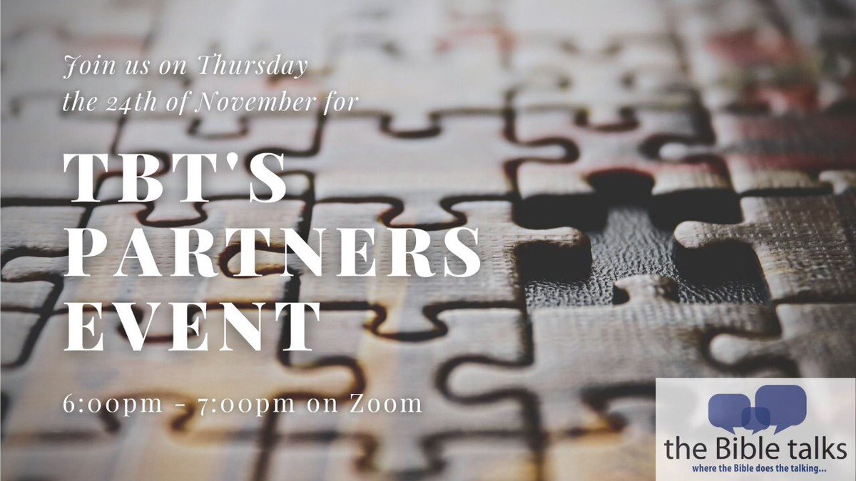 TheBibleTalks's tweet photo. Hey guys! TBT is hosting the TBT’s Partners Event via Zoom on the 24th of November. If you would like to join us please contact us for Zoom details 

#TheBibleTalksKZN #PartnersEvent #TBTKZN #24November #Zoom https://t.co/P3VpH0FcpJ