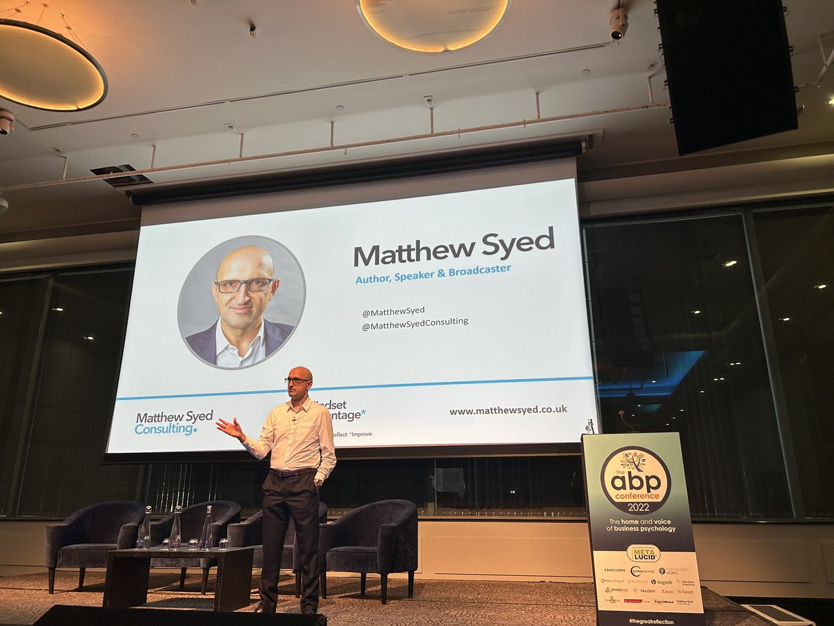 Great to have <a href="/matthewsyed/">Matthew Syed</a> opening <a href="/ABPsychologists/">ABP Work Psychology</a> #abpconf talking about fixed va growth mindset and valuing cognitive diversity 👌🏾