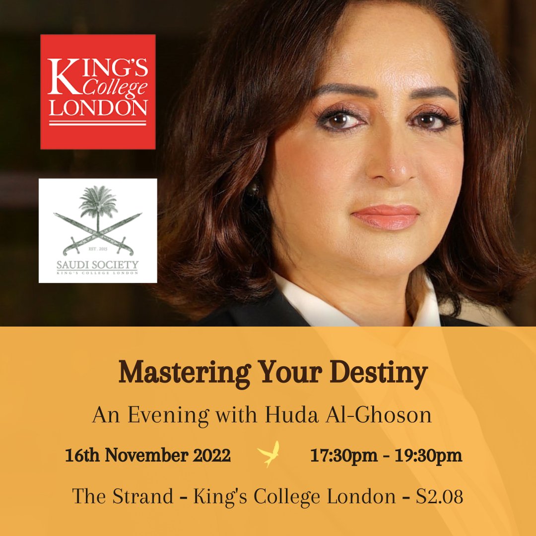 Next Wednesday!

Organised in association with The Saudi Society, King's College London. 

This event is open to all. Reserve your space here: buff.ly/3G4W3pt