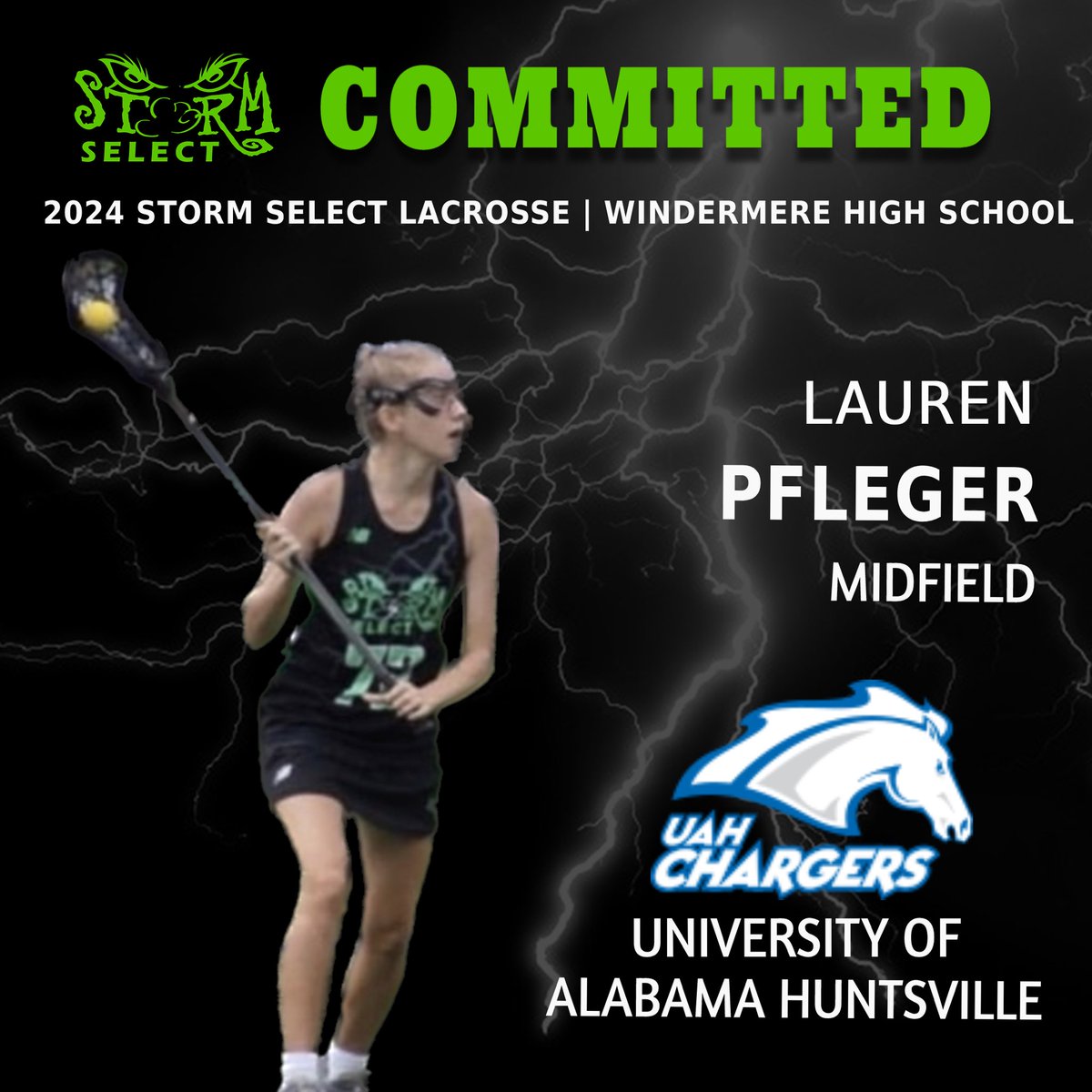 🚨 Commitment Alert 🚨 
Congrats to Lauren Pfleger on her verbal commitment to play collegiate lacrosse at the University of Alabama Huntsville.  They are getting a true gritty player that has been so valuable to our team! <a href="/FloridaLX/">FloridaLacrosseNews</a> <a href="/toplaxrecruits/">TOP_LAX_RECRUITS</a> <a href="/Inside_Lacrosse/">Inside Lacrosse</a>