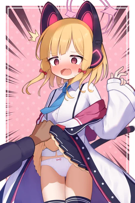 Skebで描いた、才羽モモイちゃんスカートめくりおぱんつイラスト!#ブルアカ #BlueArchive #블루아카이브 